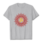 Buddha Stones Casual Red Mandala Om Symbol Pattern Cotton Tee T-shirt - LightGrey - 2XL - image 19