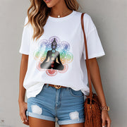 Buddha Stones Casual Meditating Figure Colorful Mandala Pattern Cotton Tee T-shirt - image 8