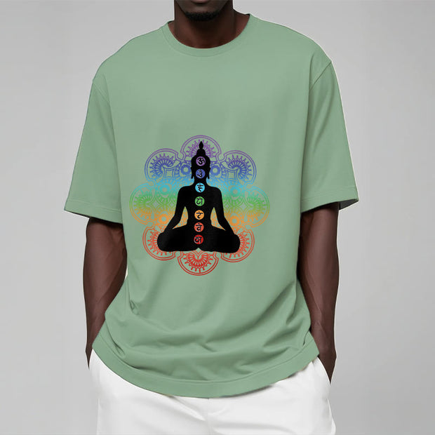 Buddha Stones Casual Meditating Figure Colorful Mandala Pattern Cotton Tee T-shirt - image 16