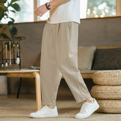 Buddha Stones Summer Men's Cotton Pants With Pockets - Linen - US/UK/AU46，EU56 (5XL)  - image 1