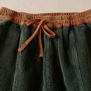 Buddha Stones Color Contrast Corduroy Cotton Women's Thermal Fleece-Lined Harem Pants With Pockets - image 17