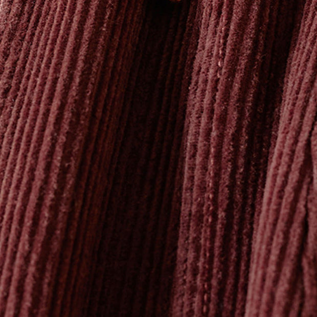 Buddha Stones Color Contrast Corduroy Cotton Women's Thermal Fleece-Lined Harem Pants With Pockets - image 11