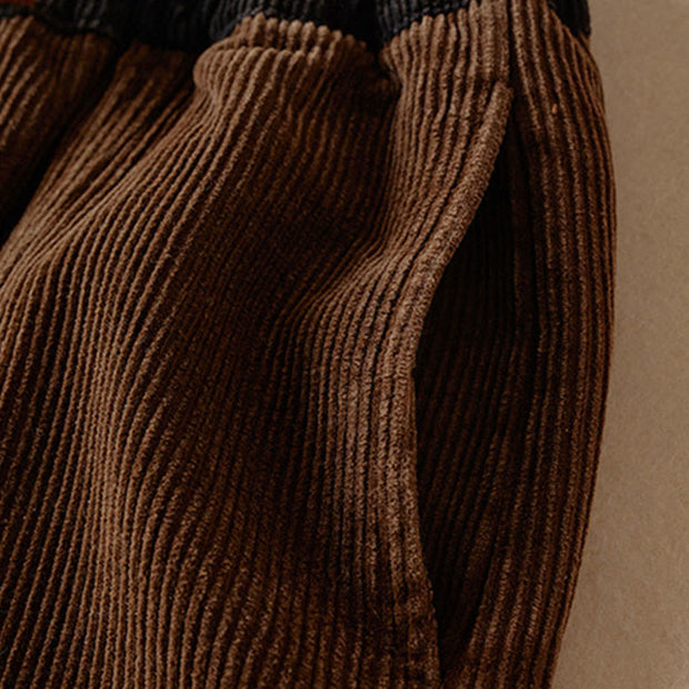 Buddha Stones Color Contrast Corduroy Cotton Women's Thermal Fleece-Lined Harem Pants With Pockets - image 26