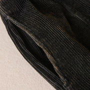 Buddha Stones Color Contrast Corduroy Cotton Women's Thermal Fleece-Lined Harem Pants With Pockets - image 4