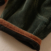 Buddha Stones Color Contrast Corduroy Cotton Women's Thermal Fleece-Lined Harem Pants With Pockets - image 19