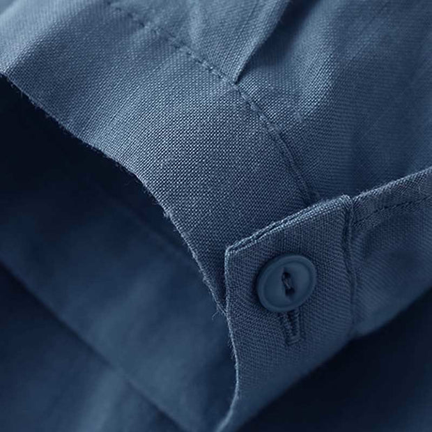 Buddha Stones Casual Women's V-neck Three Quarter Sleeve Design Plain Cotton Linen Shirt - image 4