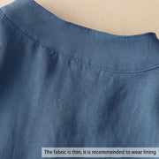 Buddha Stones Casual Women's V-neck Three Quarter Sleeve Design Plain Cotton Linen Shirt - image 3