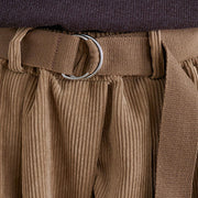 Buddha Stones Retro Women's Wide Leg 7-8 Length Corduroy Cotton Pants With Pockets And Belt - image 8