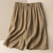 Buddha Stones Summer Casual Plain Zipper Button Cotton Linen Women's Shorts With Pockets - BurlyWood - US12，UK/AU16，EU44 (3XL) - image 1