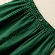Buddha Stones Summer Casual Plain Zipper Button Cotton Linen Women's Shorts With Pockets - image 6