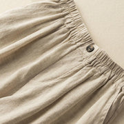 Buddha Stones Summer Casual Plain Zipper Button Cotton Linen Women's Shorts With Pockets - image 8