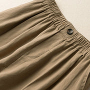 Buddha Stones Summer Casual Plain Zipper Button Cotton Linen Women's Shorts With Pockets - image 2