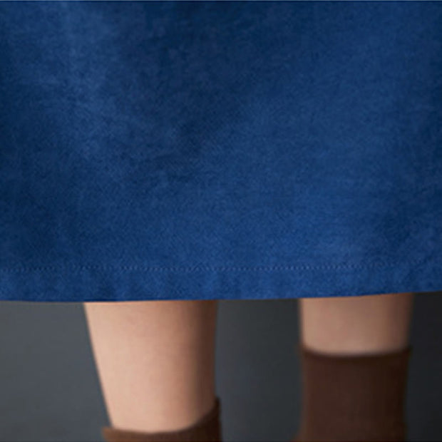 Buddha Stones Casual Plain Buttons Design Thermal Cotton Linen Midi Dress With Pockets - image 19