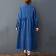 Buddha Stones Casual Plain Buttons Design Thermal Cotton Linen Midi Dress With Pockets - image 15