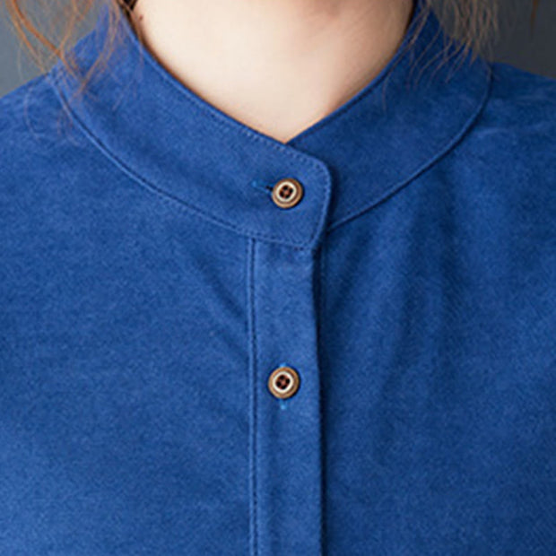 Buddha Stones Casual Plain Buttons Design Thermal Cotton Linen Midi Dress With Pockets - image 17