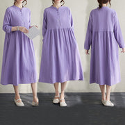 Buddha Stones Fall Ethnic Embroidery Cotton Linen Midi Dress With Pockets - image 19