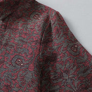 Buddha Stones Brown Retro Printing Floral Pattern Lapel Cotton Linen Midi Dress With Pockets - image 6