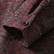 Buddha Stones Brown Retro Printing Floral Pattern Lapel Cotton Linen Midi Dress With Pockets - image 10