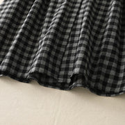 Buddha Stones Black Lace-Up Design Plaid Lapel Cotton Linen Midi Dress With Pockets - image 11