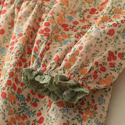 Buddha Stones Casual Floral Lace Crew Neck Balloon Long Sleeve Cotton Linen Midi Dress With Pockets - image 12