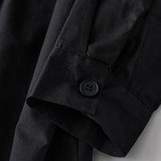 Buddha Stones Printing Irregular Lines Back Lace-up Design Lapel Cotton Midi Dress With Pockets - image 7