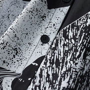 Buddha Stones Printing Irregular Lines Back Lace-up Design Lapel Cotton Midi Dress With Pockets - image 8