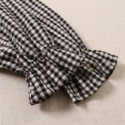 Buddha Stones Casual Plaid Simple Buttons Ruffled Design Cotton Linen Midi Dress With Pockets - image 18