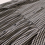 Buddha Stones Casual Plaid Simple Buttons Ruffled Design Cotton Linen Midi Dress With Pockets - image 15