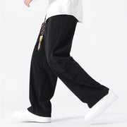 Buddha Stones Plain Drawstring Chinese Frog-Button Design Men's Corduroy Pants With Pockets - image 17