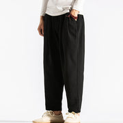 Buddha Stones Casual Pure Color Men's Jacquard Cotton Linen Harem Pants With Pockets - image 24