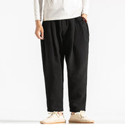 Buddha Stones Casual Pure Color Men's Jacquard Cotton Linen Harem Pants With Pockets - image 22