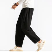 Buddha Stones Casual Pure Color Men's Jacquard Cotton Linen Harem Pants With Pockets - image 23