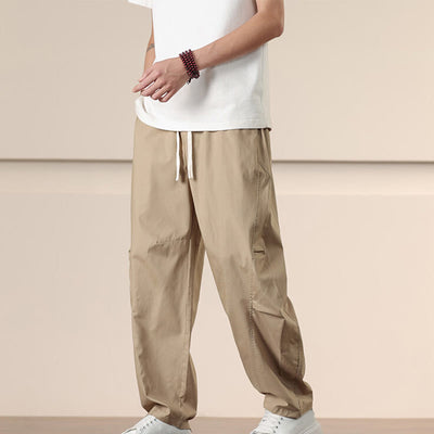 Buddha Stones Casual Vintage Solid Color Drawstring Men's Cargo Pants With Pockets - PaleGoldenrod - US/UK/AU46，EU56 (5XL) - image 1