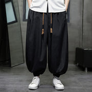 Buddha Stones Casual Daily Pure Color Drawstring Design Men's Harem Pants With Pockets - image 6