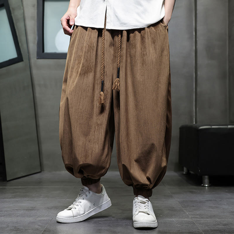Buddha Stones Casual Daily Pure Color Drawstring Design Men's