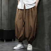 Buddha Stones Casual Daily Pure Color Drawstring Design Men's Harem Pants With Pockets - image 20