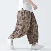 Buddha Stones Retro Casual Drawstring Design Floral Pattern Men's Harem Pants With Pockets - image 4