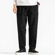 Buddha Stones Retro Casual Drawstring Design Men's Harem Cotton Plain Pants With Pockets - Black - US/UK/AU46，EU56 (5XL) - image 14