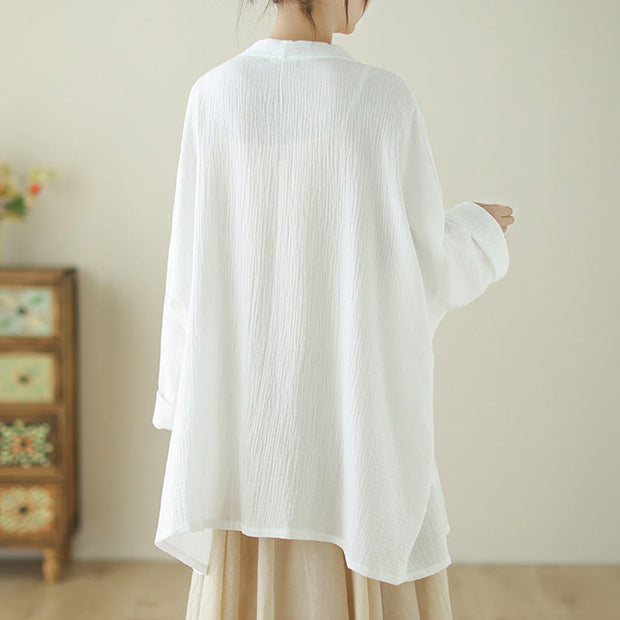 Buddha Stones Plain Long Sleeve Zen Meditation Cotton Linen Jacket With Pockets - image 12