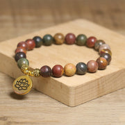 FREE Today: Happiness and Anti-stress Natural Colorful Emperor Stone Lotus Pattern Bracelet - image 1