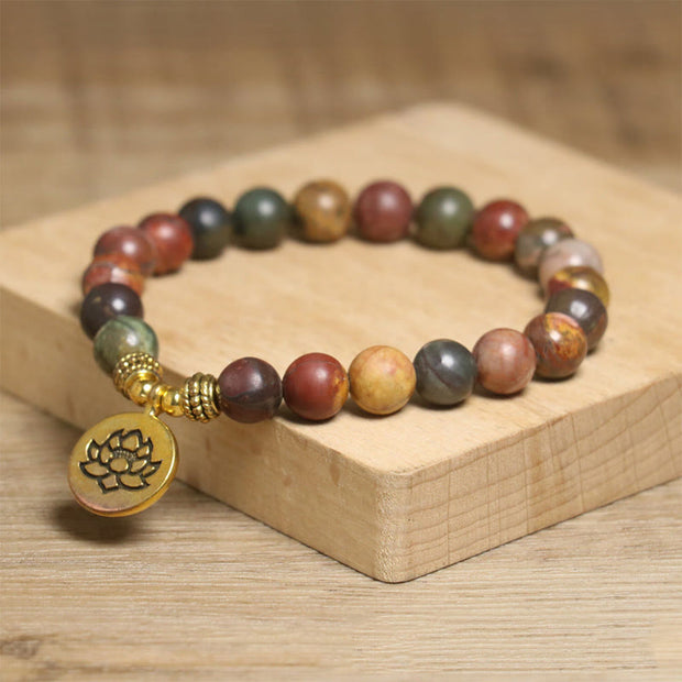 FREE Today: Happiness and Anti-stress Natural Colorful Emperor Stone Lotus Pattern Bracelet - image 1