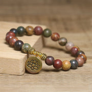 FREE Today: Happiness and Anti-stress Natural Colorful Emperor Stone Lotus Pattern Bracelet - image 2