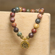 FREE Today: Happiness and Anti-stress Natural Colorful Emperor Stone Lotus Pattern Bracelet - image 5