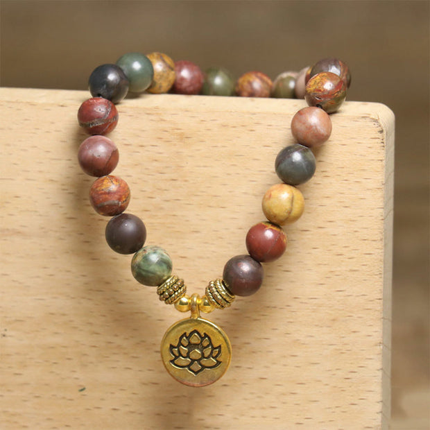 FREE Today: Happiness and Anti-stress Natural Colorful Emperor Stone Lotus Pattern Bracelet - image 5