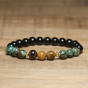 Buddha Stones Turquoise Tiger Eye Beads Glass Balance Serenity Bracelet - image 8