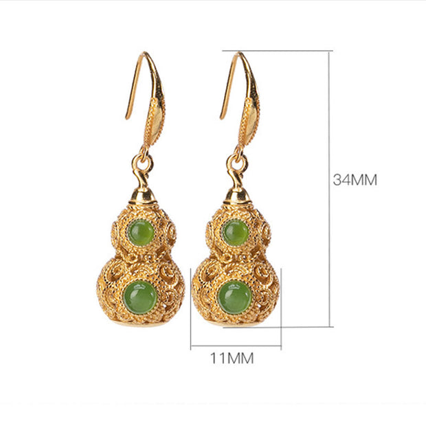 FREE Today: Prosperity and Luck Copper Hollow Gourd Jade Earrings - image 7