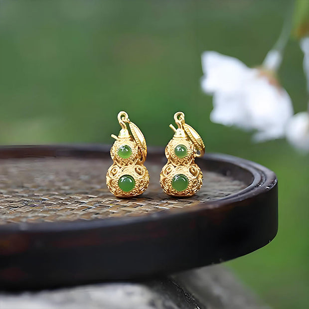 FREE Today: Prosperity and Luck Copper Hollow Gourd Jade Earrings - image 12