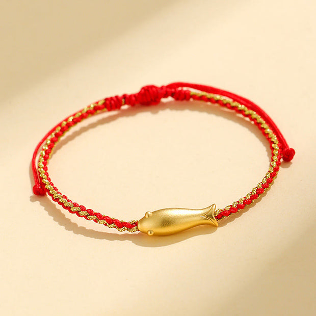 FREE Today: Prosperity and Protection 999 Sterling Silver Lucky Koi Fish Rope Bracelet - Red Rope(Wrist Circumference: 15-19cm) - image 2