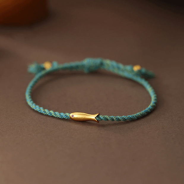 FREE Today: Prosperity and Luck Copper Lucky Koi Fish Rope Bracelet - Blue Rope(Wrist Circumference: 15-19cm) - image 0