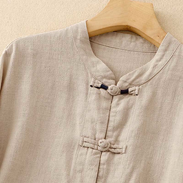 Buddha Stones Literary Artistic Chinese Knot Button Casual Cotton Linen Clothing - image 3